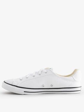 Converse woman’s Low-Top Canvas Sneakers in White with Black Trim size 9